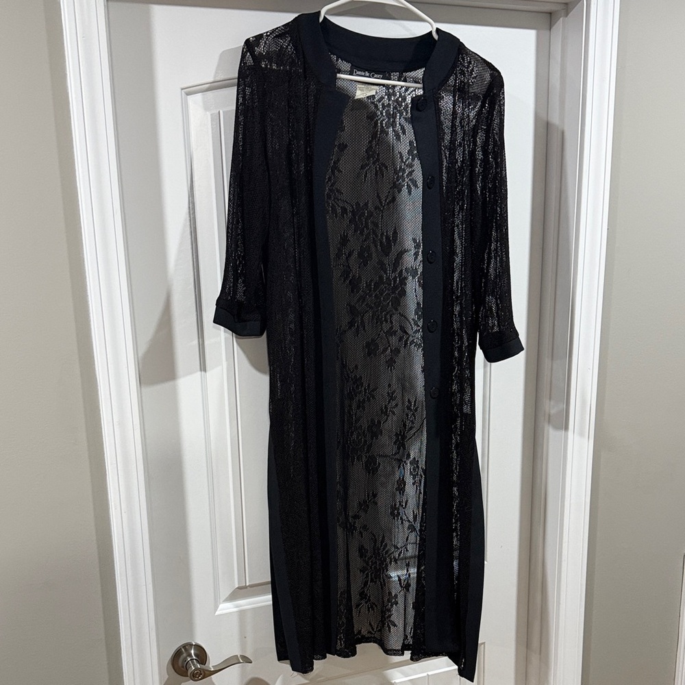 Vintage Chic Black Sheer Lace Robe